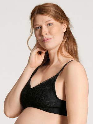 Calida 100% Nature Mum Nursing Bra Without Underwire, Cradle To Cradle Certified® Unterwäsche Damen Schwarz | 46083-ILQG