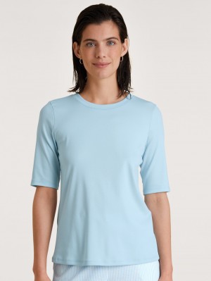 Calida Amalfi Journey Shirt Short Sleeve Nachtwäsche Damen Blau | 68259-QUCY