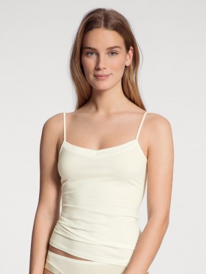 Calida Cate Spaghetti Top Unterwäsche Damen Alabaster Crème | 17064-OJIZ