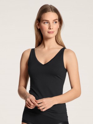 Calida Cate Tank-top Unterwäsche Damen Schwarz | 78620-NDIQ