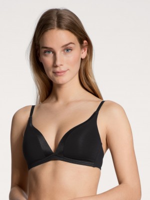 Calida Cate Triangle Bra With Padding Unterwäsche Damen Schwarz | 24196-MSWZ