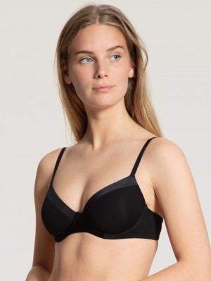 Calida Cate T-shirt Bra Unterwäsche Damen Schwarz | 91687-ACEO