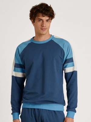 Calida Circular Refresh Pullover Loungewear Herren Blau | 36179-PDRB