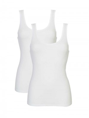 Calida Classic Tank Top, Two-pack Unterwäsche Damen Weiß | 06257-BACJ