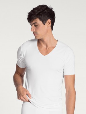 Calida Clean Line V-shirt Unterwäsche Herren Weiss | 19675-HLGB