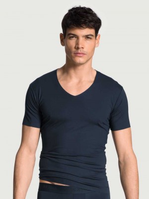 Calida Clean Line V-shirt Unterwäsche Herren Dunkel | 36597-SCRK