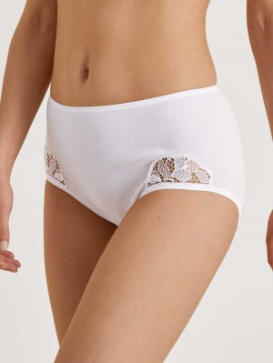 Calida Cotton Desire Midi Brief Unterwäsche Damen Weiss | 26093-ERCN