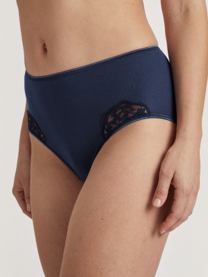 Calida Cotton Desire Midi Brief Unterwäsche Damen Blau | 45201-LNMZ