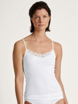 Calida Cotton Desire Spaghetti Top Unterwäsche Damen Weiss | 70324-SCBD