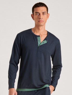 Calida Dsw Balancing Shirt Long-sleeve Deepsleepwear Herren Dunkel | 90436-NPQZ