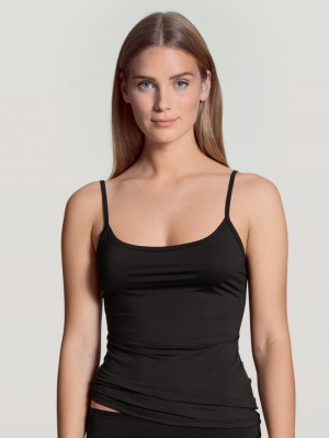 Calida Eco Sense Spaghetti Top Unterwäsche Damen Schwarz | 89206-VZAM