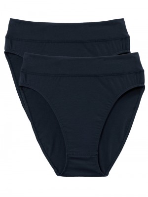 Calida Elastic Brief With Soft Waistband In Double Pack, High Waist Yoga Damen Dunkelblau | 42071-OVLU