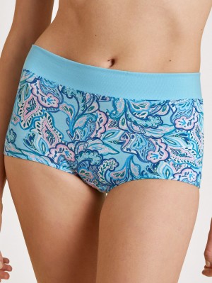 Calida Elastic Trend Shorty Regular Cut Yoga Damen Blau | 35974-EGLP