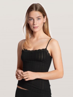 Calida Etude Toujours Spaghetti Top Unterwäsche Damen Schwarz | 02683-RPKA