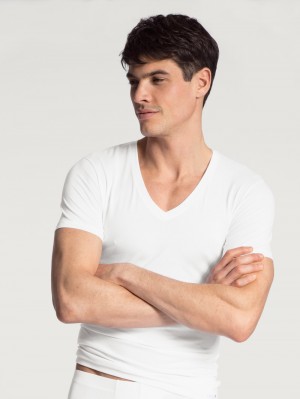 Calida Evolution V-shirt Unterwäsche Herren Weiss | 98640-VGCZ