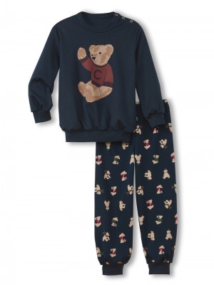 Calida Family & Friends Pyjama With Cuff Pyjama Kinder Dunkel | 60971-VHNB