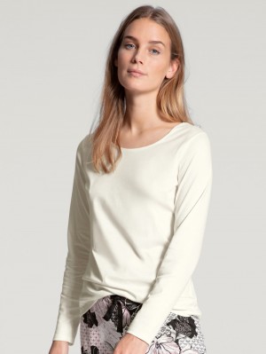 Calida Favourites Dreams Shirt Long Sleeve Loungewear Damen Weiß | 27840-VDCJ