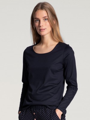 Calida Favourites Dreams Shirt Long Sleeve Loungewear Damen Dunkelblau | 89067-BMCR