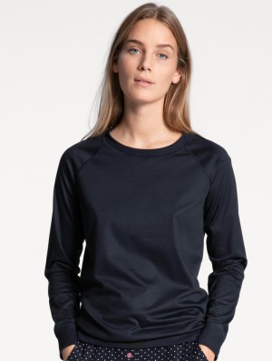 Calida Favourites Dreams Shirt Long Sleeve Yoga Damen Dunkelblau | 60218-PZCW