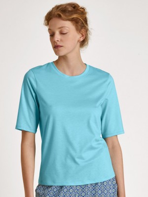 Calida Favourites Energy Shirt Short Sleeve Nachtwäsche Damen Blau | 60153-IETU