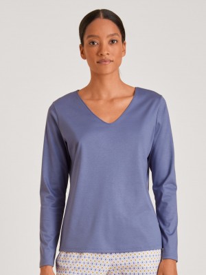 Calida Favourites Lavender Shirt Long Sleeve Loungewear Damen Lila | 46729-BLNQ