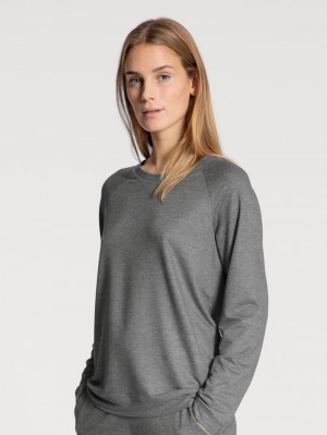 Calida Favourites Lounge Shirt Long Sleeve, French Terry Loungewear Damen Grau | 72451-AYGK