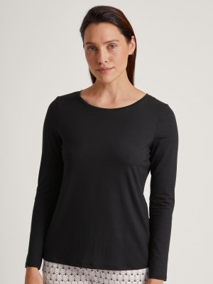 Calida Favourites Seduction Shirt Long Sleeve Nachtwäsche Damen Schwarz | 29804-DFGE