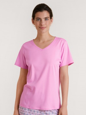 Calida Favourites Space Shirt Short Sleeve Loungewear Damen Rosa | 48659-RVWQ