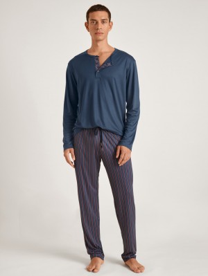 Calida Function Silk Pyjama Nachtwäsche Herren Blau | 14605-TBDO