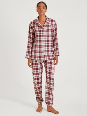 Calida Holiday Dreams Flannel Pyjamas, Buttoned Nachtwäsche Damen Rot | 14329-KQON