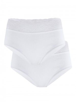 Calida Iconics Midi-brief, 2er-pack Unterwäsche Damen Weiss | 61052-EQHF