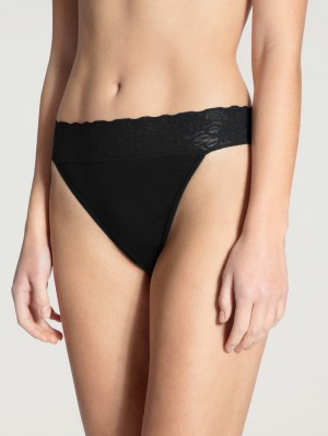 Calida Iconics Tanga Unterwäsche Damen Schwarz | 56017-JKZT