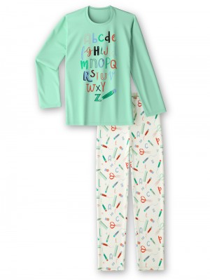 Calida Kids Abc Pyjama Pyjama Kinder Grün | 57934-QTMR