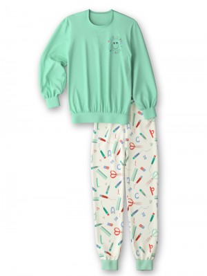 Calida Kids Abc Pyjama With Cuff Pyjama Kinder Grün | 43081-XCDK