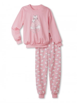 Calida Kids Cat Pyjama With Cuff Pyjama Kinder Koralle | 09628-SMYI