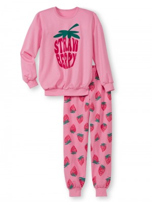 Calida Kids Strawberry Pyjama With Cuff Pyjama Kinder Rosa | 19872-YDFE