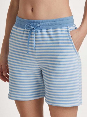 Calida Lounge Velours Shorts Loungewear Damen Endless Sky | 49507-FRKU