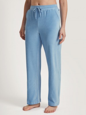 Calida Lounge Velours Velour Pants Loungewear Damen Endless Sky | 06348-LMZC