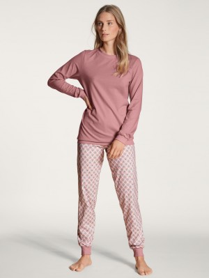 Calida Lovely Nights Pyjama With Cuff Nachtwäsche Damen Rosa | 16093-KSZC