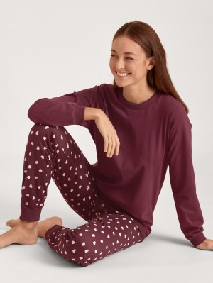 Calida Lovely Nights Pyjama With Cuff Nachtwäsche Damen Rot | 19723-JZYR