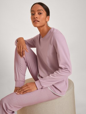 Calida Midnight Dreams Pyjama With Cuff Nachtwäsche Damen Mauve Shadow | 36284-MGTE