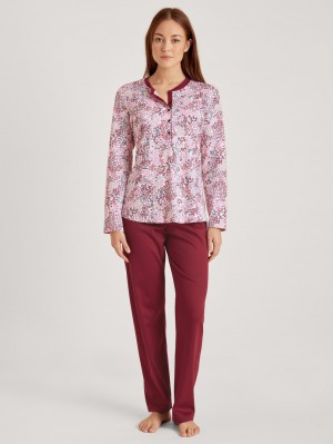 Calida Midnight Flowers Pyjama Nachtwäsche Damen Rot | 17492-REGF