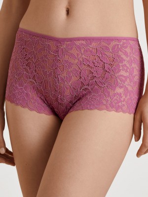 Calida Natural Comfort Lace Shorty Regular Cut Unterwäsche Damen Rot | 73940-KGUT