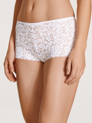 Calida Natural Comfort Lace Shorty Regular Cut Unterwäsche Damen Weiss | 65047-OXYE