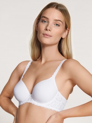 Calida Natural Comfort Lace Spacer Bra Unterwäsche Damen Weiss | 13542-ZAHX