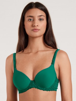 Calida Natural Comfort Lace Spacer Bra Unterwäsche Damen Grün | 12056-CUYK