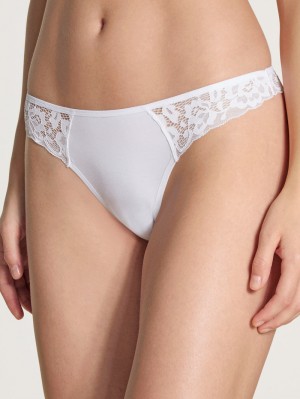 Calida Natural Comfort Lace String Unterwäsche Damen Weiss | 39017-GOID