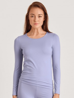 Calida Natural Comfort Shirt Long Sleeve Unterwäsche Damen Lavendel | 82516-ZOIF