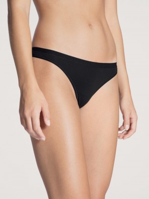 Calida Natural Comfort String Unterwäsche Damen Schwarz | 87602-AUCV