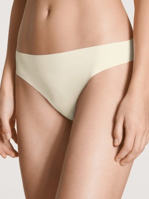 Calida Natural Skin String Yoga Damen Weiß | 95637-KRUM